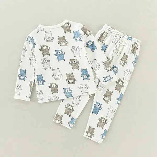 cute bear allover print pajama set 2